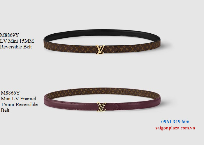 Thắt lưng Louis Vuitton nữ size nhỏ 15mm LV Enamel M8869Y-M8866Y chính hãng