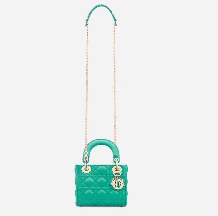Túi nữ Dior Mini Dioriviera Lady Dior M0505ONGE màu xanh size 17cm Túi hàng hiệu nữ đeo vai đeo chéo xách tay authentic Dioriviera Lady Dior M0505ONGE M83H