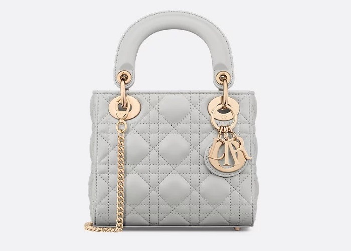 Túi xách nữ mini Lady Dior M0505ONGE M51G màu xám size 17cm