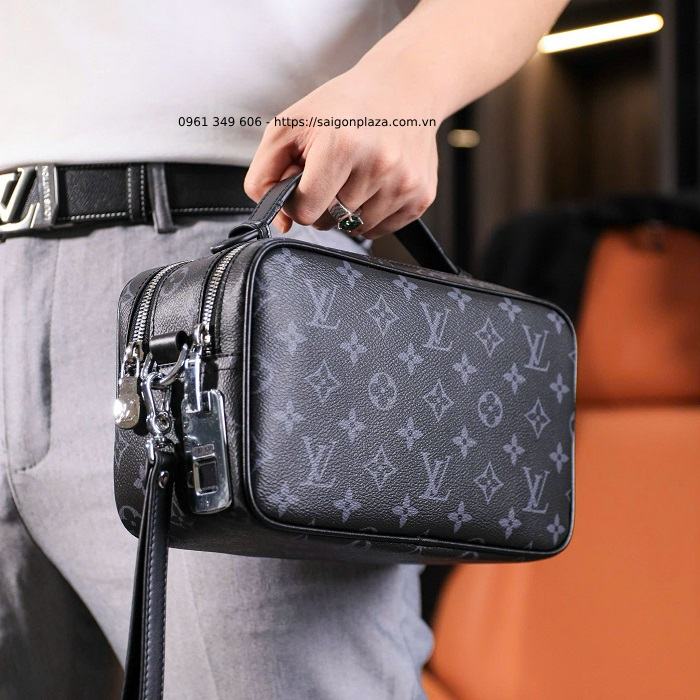 Clutch Louis Vuitton LV cầm tay cao cấp khóa vân tay da bò size 24 25