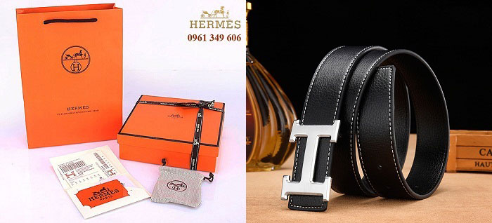 Dây lưng nam đẹp Hermes CK08LV dây da bò màu đen