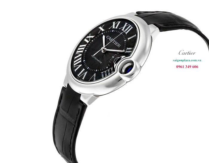 Đồng hồ Cartier nam cao cấp mặt đen dây da đen Cartier WSBB0003