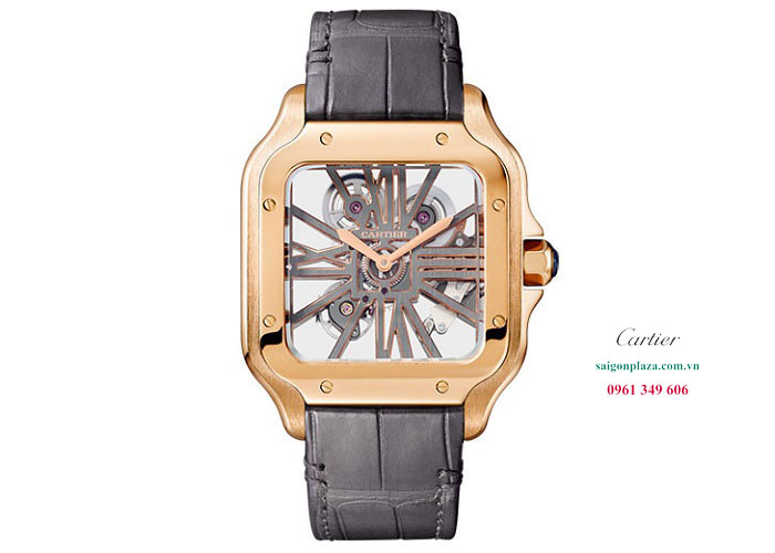 Đồng hồ Cartier dây da Cartier Santos De Cartier Skeleton WHSA0018
