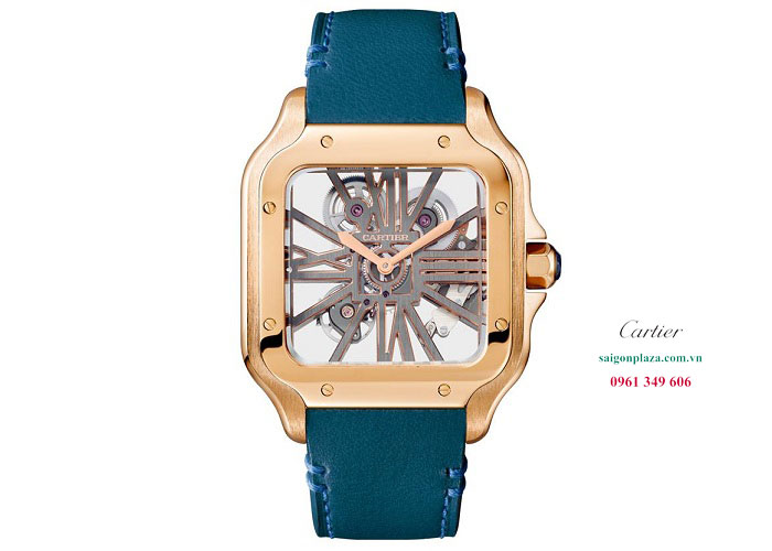 Đồng hồ Cartier Santos De Cartier Skeleton WHSA0018 dây da