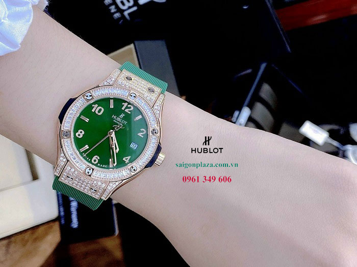 Đồng hồ Hublot nữ màu xanh lá Hublot 061120 chính hãng