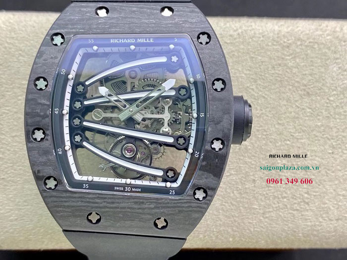 Đồng hồ nam dây cao su Richard Mille RM 59-01 vỏ carbon