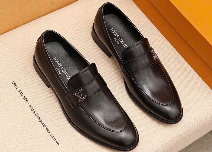 Giày lười nam hàng hệu Louis Vuitton LVN170525 giày LV Louis Vuitton giày nam màu den da lì da bò hiệu Lv chính hãng