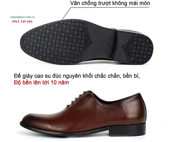 Giày nam Hà Nội TPHCM đế cao giày da thật hồng kông Oxford OF7422