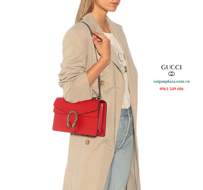 Túi da tốt màu đỏ Gucci Dionysus Small Shoulder Bag