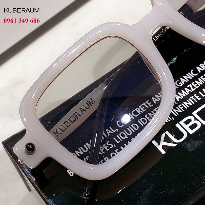 Kính dáng vuông size cỡ nhỏ to vừa Kuboraum Maske P2 AR trắng