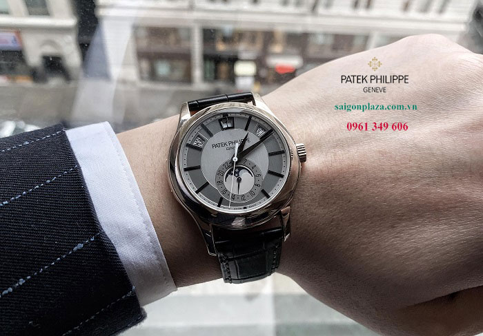 Đồng hồ nam dây da chính hãng size to nhỏ Patek Philippe 5205G-001