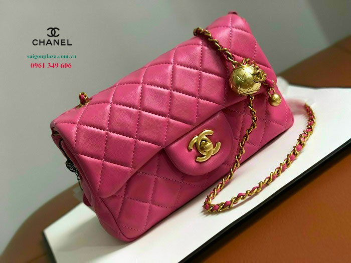 Túi xách da Chanel chính hãng túi Chanel mini 8 charm quả cầu vàng