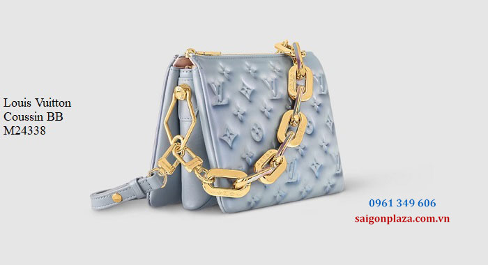 Túi hàng hiệu LV nữ Hà Nội Louis Vuitton Coussin BB M24338 xanh da trời size 21cm