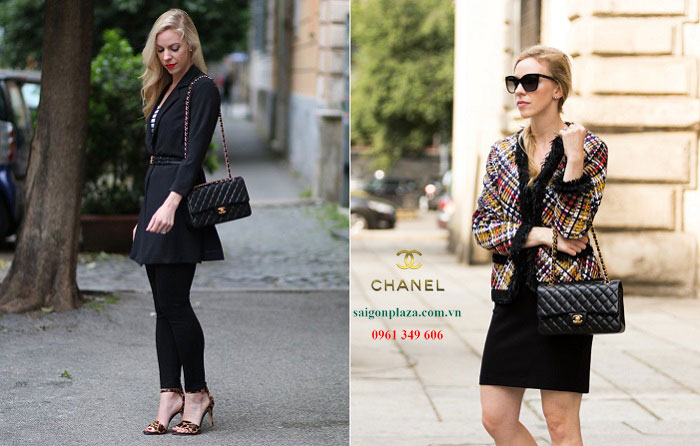 túi xách nữ công sở Chanel 2.55 dáng cổ điển da hột da sần