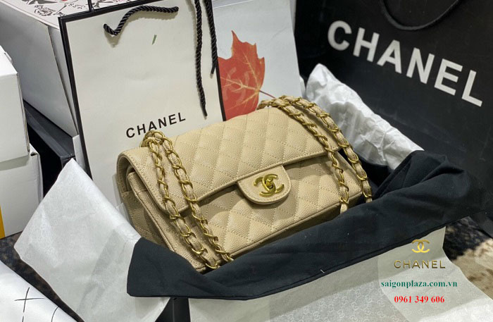 túi xách nữ công sở da thật cao cấp Chanel 2.55 Classic màu vàng