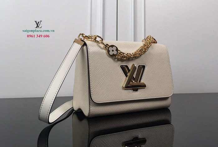 Túi xách LV Chính hãng Louis Vuitton Twist MM Epi Grained M59403 màu trắng ngà