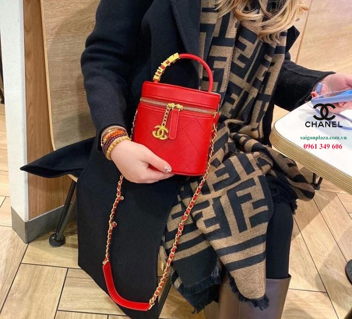 Túi màu đỏ cho nữ túi cốp nữ Chanel Vanity C024212
