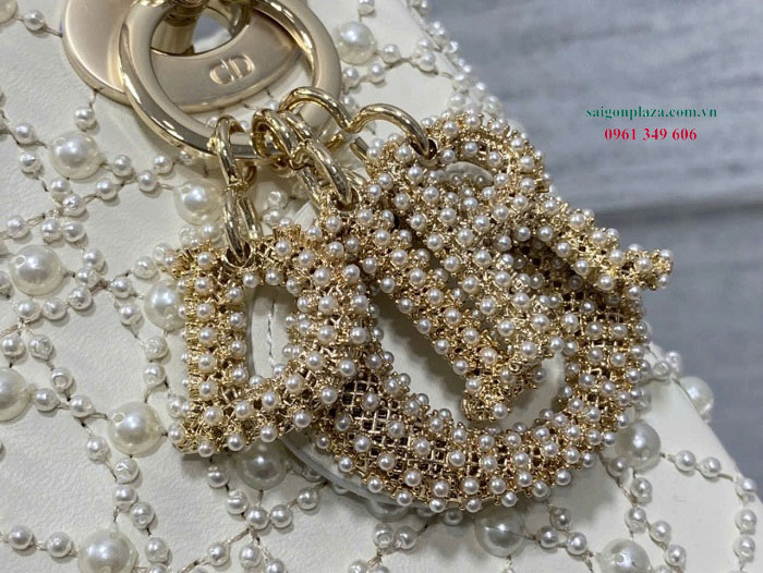 Túi nữ ngọc trai cao cấp Dior Lady Pearl Cannage D17924 size 24cm Store túi hàng hiệu tại Tiền Giang Hậu Giang Lâm Đồng Phú Quốc Dior Lady Pearl Cannage size 24