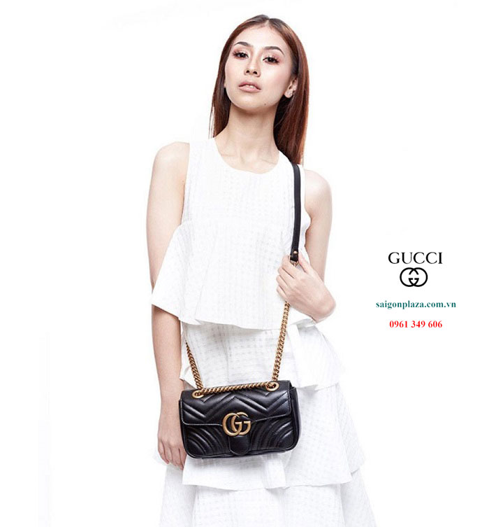 Túi Gucci đen Túi Gucci hàng hiệu Marmont Matelasse Shoulder Bag