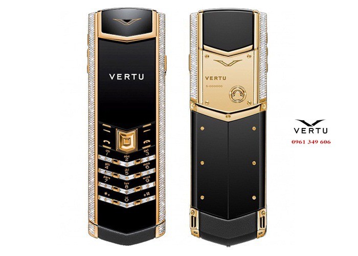 Vertu Signature S Yellow Gold Full Pave Baguette Diamonds Bag Key VT 84