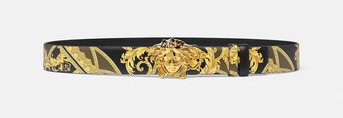 dây lưng bóng bẩy dây lưng nhiều màu sắc dây lung cá tính Versace Barocco Reversible Belt 4 cm DCU6705 1A11396 5G81V