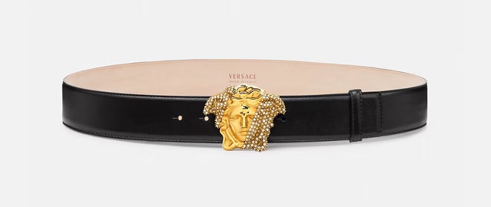 Dây lưng da nam màu đen khóa vàng chính hãng đẹp thời trang hiệu Versace