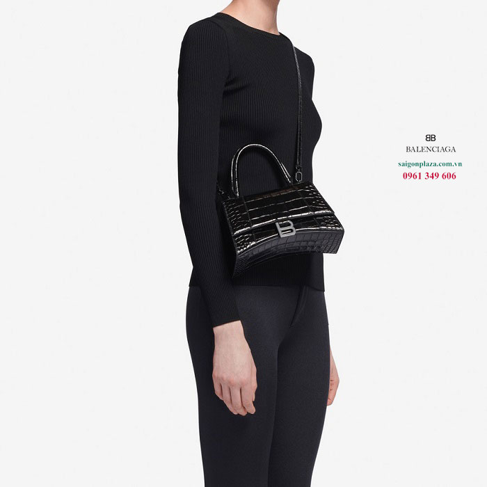 Túi nữ cao cấp hàng hiệu Balenciaga Hourglass XS Croc Bag