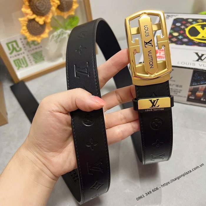 Dây thắt lưng cao cấp Louis Vuitton M1805U dây lưng khóa vàng LV Louis Vuitton dây lưng nam đẹp hàng hiệu Hà Nội TPHCM