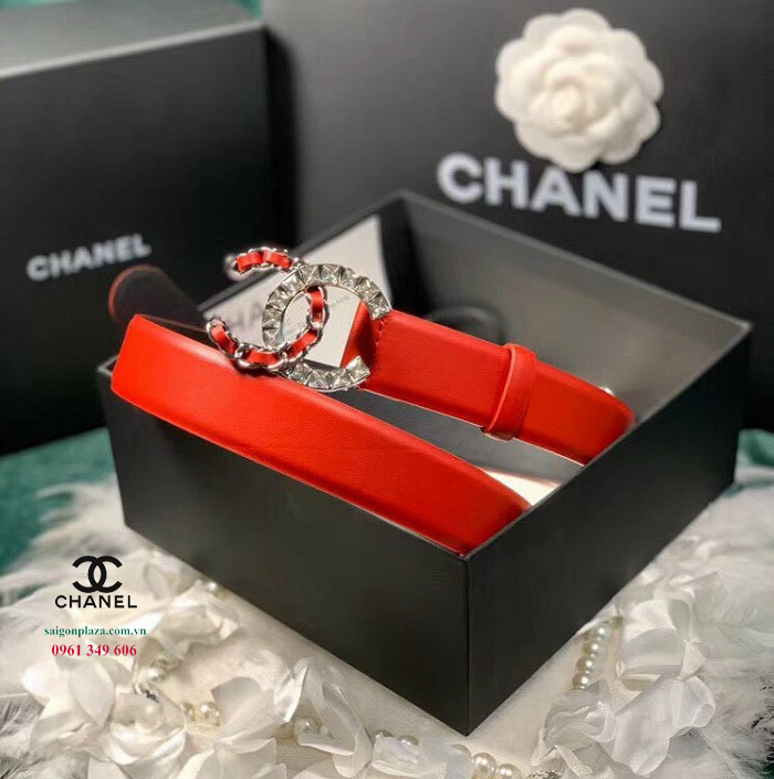 Dây thắt lưng nữ nổi tiếng thế giới Chanel 180221 màu đỏ