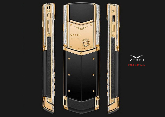 Điện thoại chính hãng Vertu Cần Thơ Signature S Yellow Gold Full Pave Baguette Diamonds Bag Key VT 184