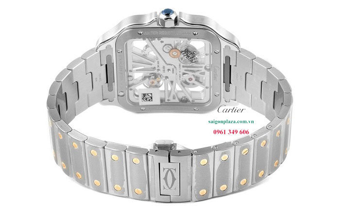 Đồng hồ chính hãng nam cartier Santos De Cartier Skeleton WHSA0012