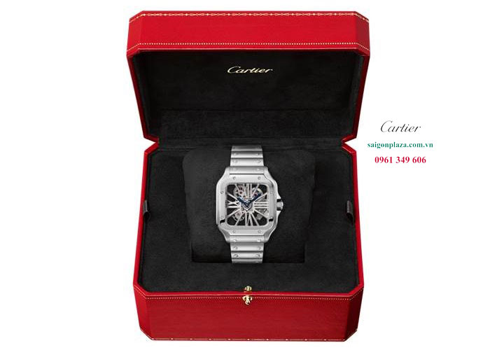 Đồng hồ Cartier hàng hiệu nam sài gòn Santos De Cartier Skeleton WHSA0015