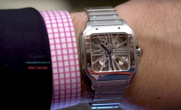 Đồng hồ nam doanh nhân giám đốc Cartier Santos Skeleton WHSA0015