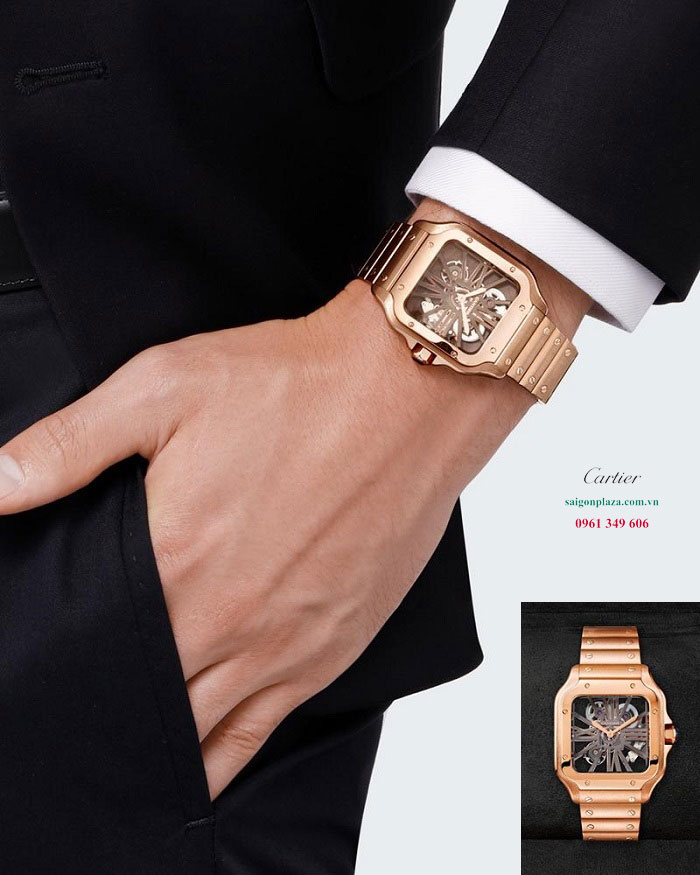 Đồng hồ Cartier nam cao cấp thời trang sang trọng sang chảnh Cartier Skeleton WHSA0016