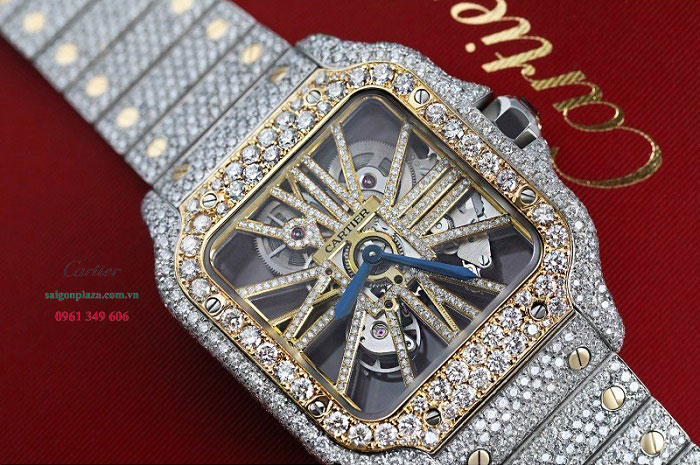 Đồng hồ Cartier Santos De Cartier Skeleton WHSA0019 kim cương