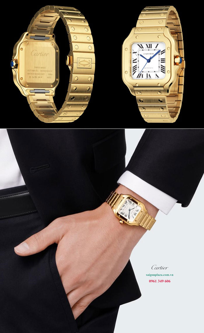 Những mẫu đồng hồ nam mặt vuông đẹp Cartier Santos De WGSA0010 35 mm