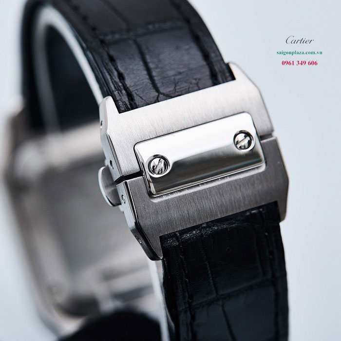 Đồng hồ Cartier dây da đen Cartier Santos De Cartier WM501751