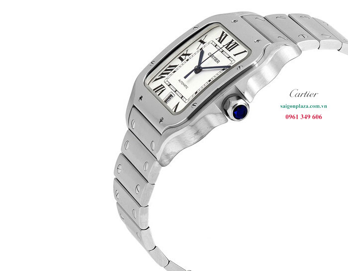 Đồng hồ Cartier dây thép vàng trắng chống gỉ Cartier Santos De Cartier WSSA0018 40mm