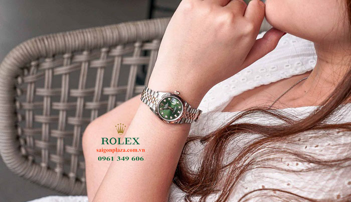 Đồng hồ doanh nhân giá rẻ Rolex Datejust 279171-0007 Mặt Số Oliu Xanh Cọc Số Kim Cương