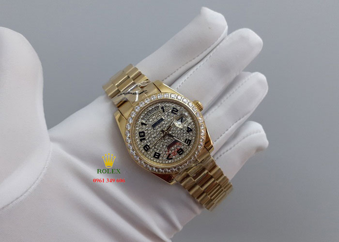 Đồng hồ mặt số đính đá Rolex Day Date RL195