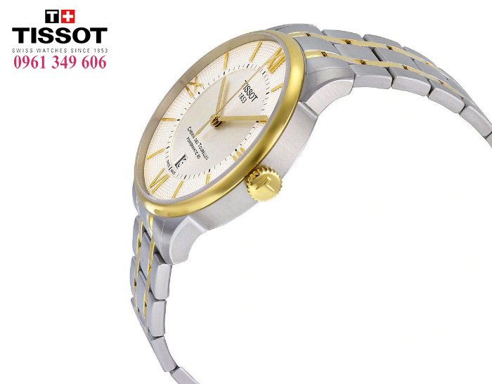 Đồng hồ mặt trắng dây vàng cho nam Tissot T099.407.22.038.00