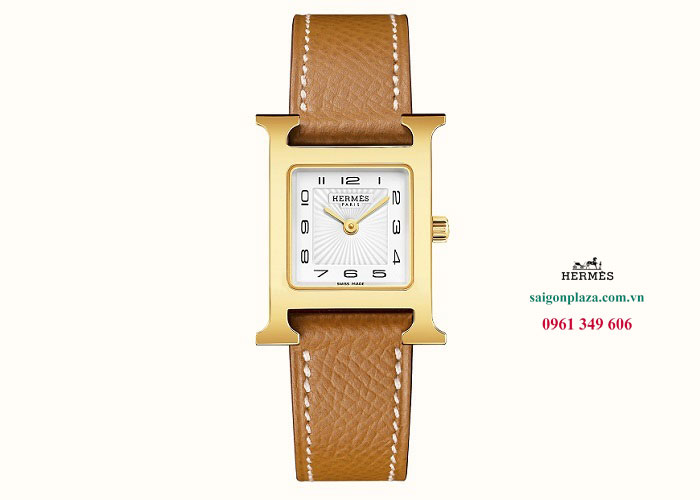 đồng hồ Hermes vuông dây da nữ chính hãng Hermes Heure H W036732WW00