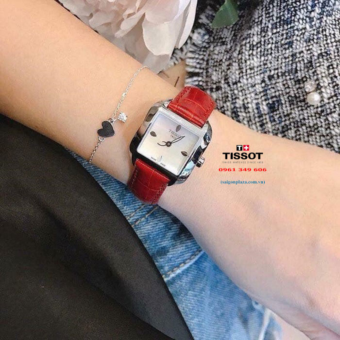 Đồng hồ dây da quai da nữ đỏ Tissot T02.1.265.71