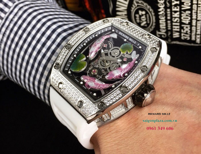 Đồng hồ nam màu trắng chính hãng Richard Mille RM57-01 cá chép ao sen