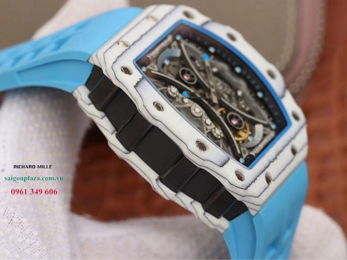 Đồng hồ RM nam vỏ trắng dây xanh cao su Richard Mille RM 53-01