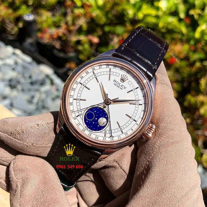 Đồng hồ chính hãng Rolex nam dây da Rolex 50535-0002 Cellini Moonphase