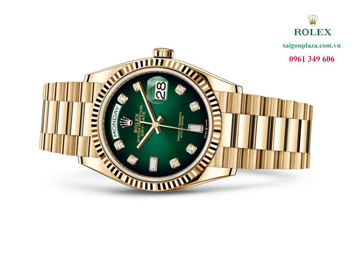 Đồng hồ cho người mệnh hỏa Rolex Day-Date 128238 0069 Mặt số Ombre xanh lá