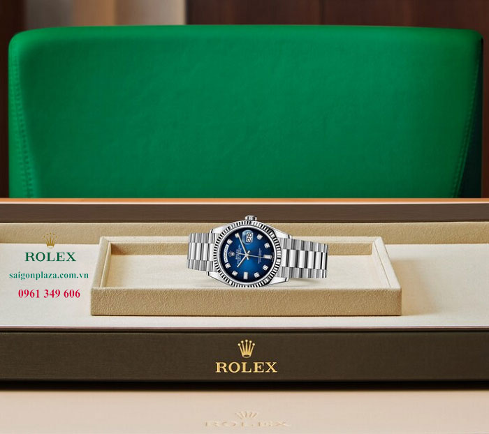 Đồng hồ chính hãng Rolex Mặt Số Ombré Xanh lam Day-Date 36 128239