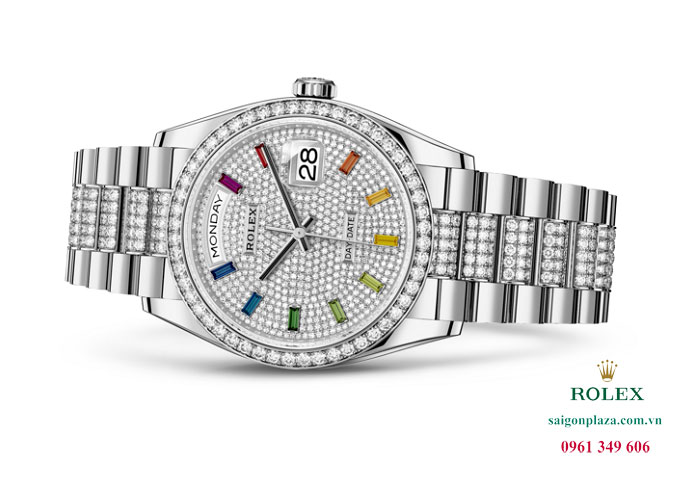 Đồng hồ Rolex Day-Date 36 128349rbr-0012 vàng trắng và kim cương