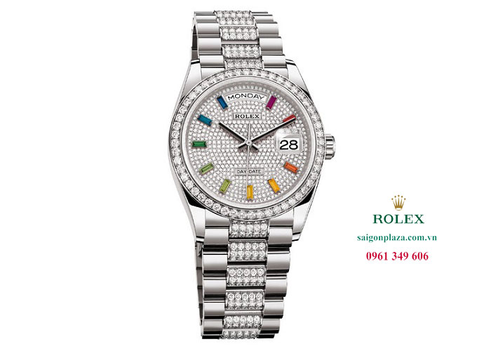 Rolex Day-Date 36 128349RBR-0012 mặt số kim cương